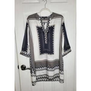Beulah Kaftan Dress Size Small Black White Beachy Coastal Boho Flowy